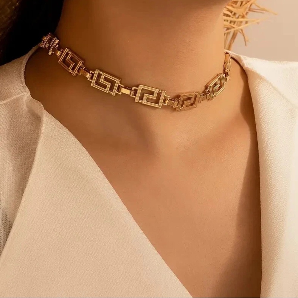 Versace Key Style Chain Choker Necklace
